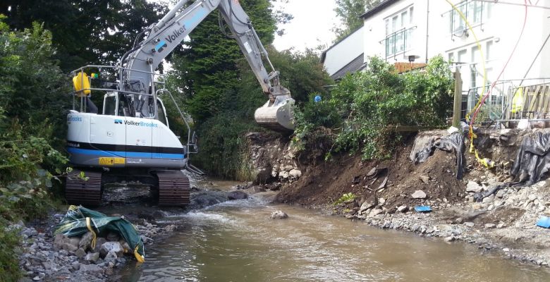 Flood Alleviation, rivers, digger